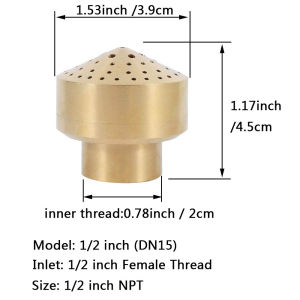 1/2 or 3/4 or 1 Inch Brass Fireworks Column Fountain Nozzle Head Female Thread Water Spray Column Sprinkler Spray for Garden Pond Amusement Park Museum   Library