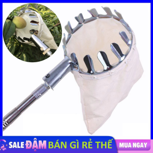 Dụng Cụ Hái Trái Cây Đa Năng Kèm Túi Vải - Vợt Hái Hoa Quả Kim Loại Siêu Bền Đẹp Chắc Chắn Cứng Cáp