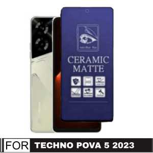 TEMPERED GLASS CERAMIC MATTE BLUE / ANTI PECAH / ANTI MINYAK FOR TECNO POVA 5 / POVA 5 PRO / POP 5 LITE