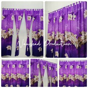 Tirai Gorden 6 Tali 3 Gelombang Berponi Motif Bunga Spica Purple Free Tali Pinggir