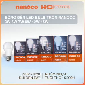 Bóng đèn LED Bulb E27 Nanoco 3W 5W 7W 9W 11W 14W chính hãng