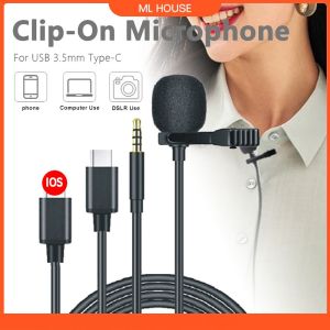 🎤【Ready stock】FREE Shipping+COD🎤 Professional Mini Mobile Lavalier Mic 1.5M Mini Microphone 3.5mm/iPhone/Type-C Wired Small Clip Mic Wired Mikrofo 麦克风