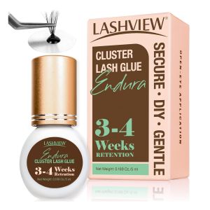 LASHVIEW Lash Cluster Glue Strong Hold 3-4 Weeks Long-Lasting Waterproof & Low Irritation 2-3 Sec Drying Time for Beginners & Professional Use(5ml)