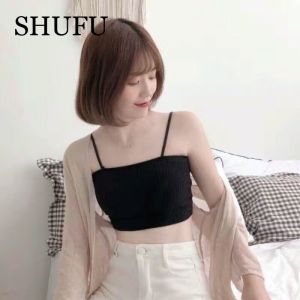 SHUFU 2105 Ready Stock korean style cotton camisole women plus size tanks for women plain off shoulder tops