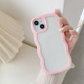 2 IN 1 Macaron Solid Color Wave Frame Transparent Phone Case for iPhone 13 12 Pro Max 11 Xr Xs Max X 7 8 Plus Clear Thicken Shockproof Bumper Soft TPU Back Cover Casing. 