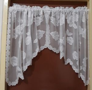 Kain gorden spanyol untuk atas jendela atau pintu warna broken white