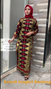 Setelan Atasan & Rok Motif Songket Printing Bukan Tenun