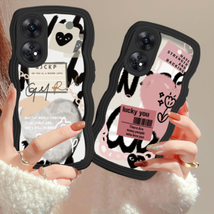 (Lokal Ready) Xinyu Casing hp OPPO Reno 8T 4G Reno 6 5G Reno 5 Reno 5F Reno 4F Wavy Edge Graffiti Love Heart Comme des Garcons Sarung Soft Case