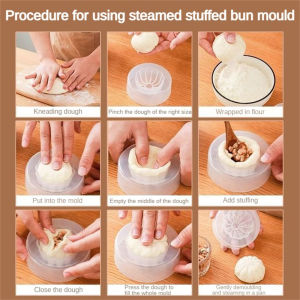 Hourser 20Pcs Steamed Stuffed Bun Maker DIY Hand-pressed Mold Food-grade kitchen Baking Tool