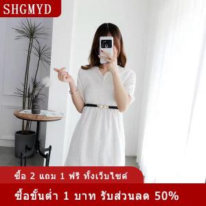 [COD] SHGMYD เข็มขัดหนัง PU หัวเข็มขัดมุกชุดเดรสกระโปรงเอวบางยืดหยุ่นสำหรับผู้หญิงเข็มขัดสายรัดเอว