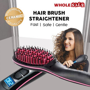Electric Hair Iron Straightener Hair Straightening Brush with Temperature LCD Display / Sikat Pelurus Rambut
