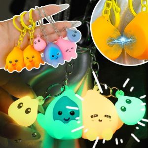 2pcs Luminous Magnetic Keychain Cute Cartoon Little Fire Man Doll Pendant Keychains Couple Creative Magnetic Keychain Gift