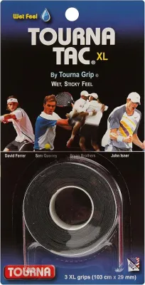 Tourna Tac XL Overgrips - 3 Grips on Roll (White Black Pink Blue)