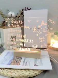 Acrylic message board luminous transparent board erasable note board desktop ornament ins writing board learning supplies