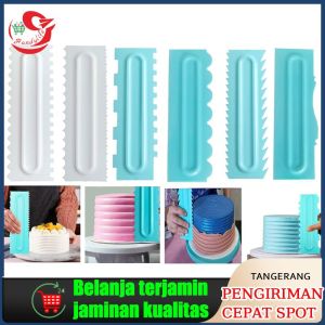 6pcs Scraper Pemotong Adonan Kue Roti Fondant Scrapper Plastik Dekorasi Spatula Cake