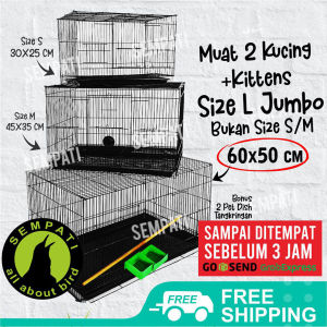 SEMPATI KHUSUS 3 JAM SAMPAI INSTAN GRAB GOJEK Sangkar Kandang Umbaran Kucing Size Large L 61x42x40cm Ekonomis Fullset Free 2 Cepuk Plus Tatakan Tangkringan Sangkar Burung Lovebird Kenari Kandang Hewan Kucing Anjing Kelinci Hamster