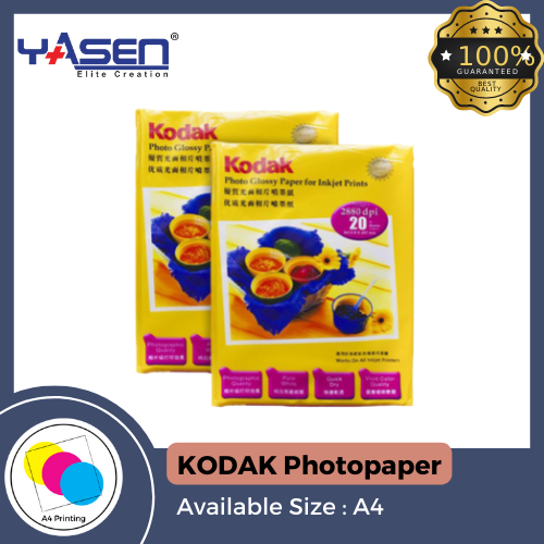 RC Glossy, Rough Satin, Ordinary Glossy, and Linen Kodak A4 Photo Paper ...
