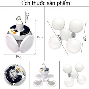 Đèn Led Gấp 4 Cánh Hình Hoa Có Móc Treo 3 Chế Độ Sáng Đèn Led Tròn Tích Điện Sạc Năng Lượng Mặt Trời  Thiết Kế Hiện Đại