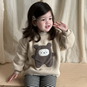 LZ60 autumn winter Children thick hoodie set Girls Korean version teddy bear plush two-piece set L60Z