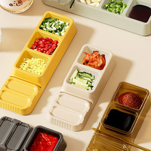 Sauce Plate 3Grids Korean Plastic Hot Pot Barbecue Divided Plate Snacks Seasoning Plate Household