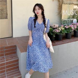 TINO-TINO CJWD-F FLORAL DRESS WANITA IMPORT/ DRESS MIDI KOREAN STYLE VINTAGE