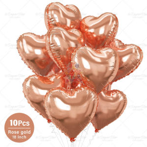 10pcs Heart Balloons 18 Inches Foil Heart Shaped Balloon Love Theme Black Pink Helium Mylar Ballons For Valentines Wedding Anniversary Mothers Day Baby Shower Birthday Party Decorations