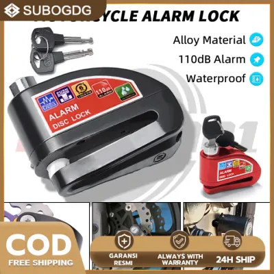 Heavy Duty motorcycle/bike lock anti theft disc lock for motorcycle motor bike lock with with alarm systerm water proof （Black）【Local shipment】