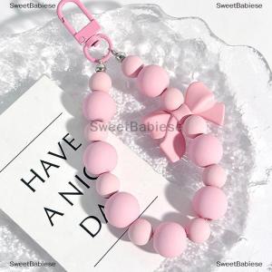 [COD] SweetBabiese Ngọt Ngào Màu Hồng Cung Đính Cườm Keychain Điện Thoại Di Động Chuỗi Tai Nghe Túi Charms Chống-Mất Dây Xe Keyring Ba Lô Mặt Dây Chuyền Đồ Trang Sức
