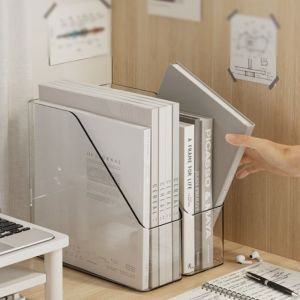 LEIFNYDI อะคริลิค โฟลเดอร์แฟ้มโต๊ะ ขนาด A4 โปร่งใสโปร่งใส ที่จัดระเบียบกระดาษ มินิมอล เอกสารสำหรับเอกสาร กล่องเก็บไฟล์ ออฟฟิศสำหรับทำงาน