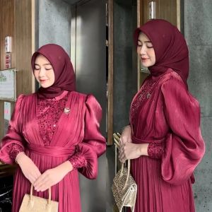 TERBARU BEST SELLER JOVIANNA BAHAN SHIMER QUEEN MIX PAYET FULL PURING LONG DRESS BUSUI KONDANGAN GAMIS GAUN MUSLIM COD