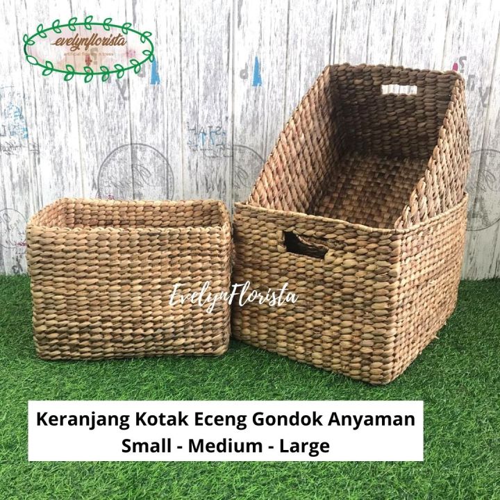 Set Keranjang Kotak Anyaman Eceng Gondok Tempat Penyimpanan Serbaguna Storage Box Multifungsi 4989