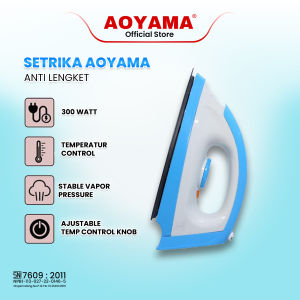 DRY IRON AOYAMA / SETRIKA PANAS / SETRIKA MURAH / SETRIKA BIRU AOYAMA / SETRIKA ANTI LENGKET / SETRIKA GARANSI