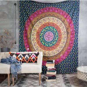Hantar dari gudang tempatanIndian Mandala Bohemian Style Printed Home Tapestry Wall Bar Decoration Fabric