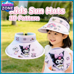 3D Pattern Sanrio Kuromi Kids Sun Hat UV Protection Open-Top Sun Hat Wide Brim Breathable Summer Hat