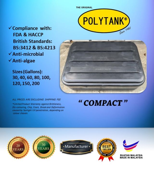 Water Tank - PolyTank Compact N70 (100 Gallons) PE Tank, Liquid ...