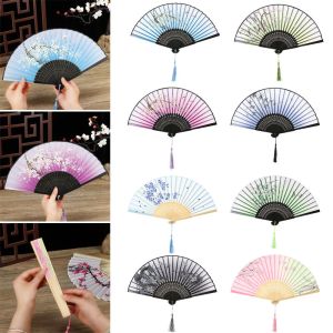 CHLOCH Gift Home Decoration Elegent Flower Pattern Chinese Style Painting Dance Performance Props Bamboo Folding Fan Handheld Fan