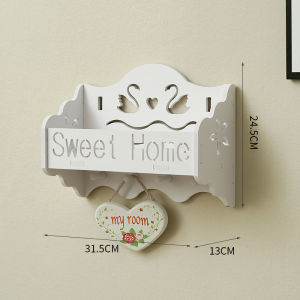 Wall mounted shelves with hooks no need to drill holes living room adhesive decorative shelves organizing keys storage boxes