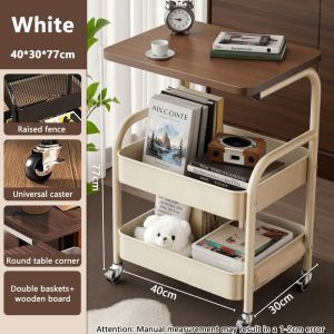 Trolley Cart Organizer Storage Rack Folding Portable 360° Rotatable Wheels Multi Layer Storage Side Table