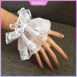 Heabety Lolita tay áo cổ tay còng Xù Hoa Đen ren đàn hồi Vòng đeo tay nữ thanh lịch găng tay ren ngắn Halloween