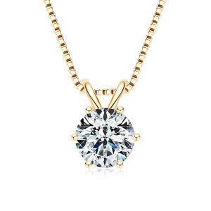 Lnngy 0.5ct-5ct Moissanite Pendant Necklace With Certificate For Women Original Real 925 Silver Chain Solitaire Drop Necklaces