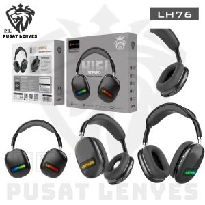 LH76 - HEADPHONE LENYES LH-76 RGB LED Headphone Wireless Bluetooth 5.0 hifi stereo heavy bass  original with microphone