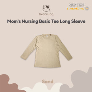Nadokido Nursing Basic Tee Long Sleeve / Kaos Atasan Ibu Baju Menyusui Anak Bayi Busui Melahirkan ( M - XL )