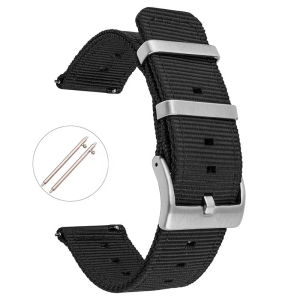 Zhangeer 18mm 20mm 22mm 24mm Quick Release Elastic Weave Nylon Strap Stainless Steel Hoop Buckle Durable Watch Band Men Women Waterproof Wrist Bracelet