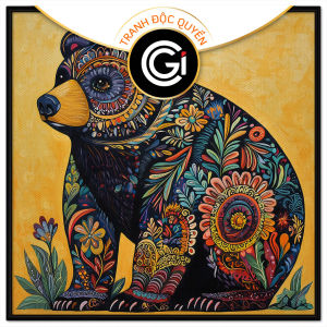 Tranh con gấu phong cách trang trí cách điệu hiện đại.Tranh treo tườngdán tường nội thất.CGI-1372