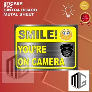 Modern Graphics Smile Youre on Camera Sign Colored Metallic Sticker Sintra Board l Waterproof
