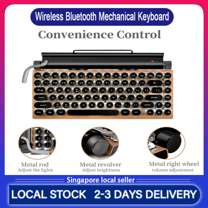 [Local Stock]King Stone Mechanical Keyboard Wireless Bluetooth keyboards Dot retro typewriter