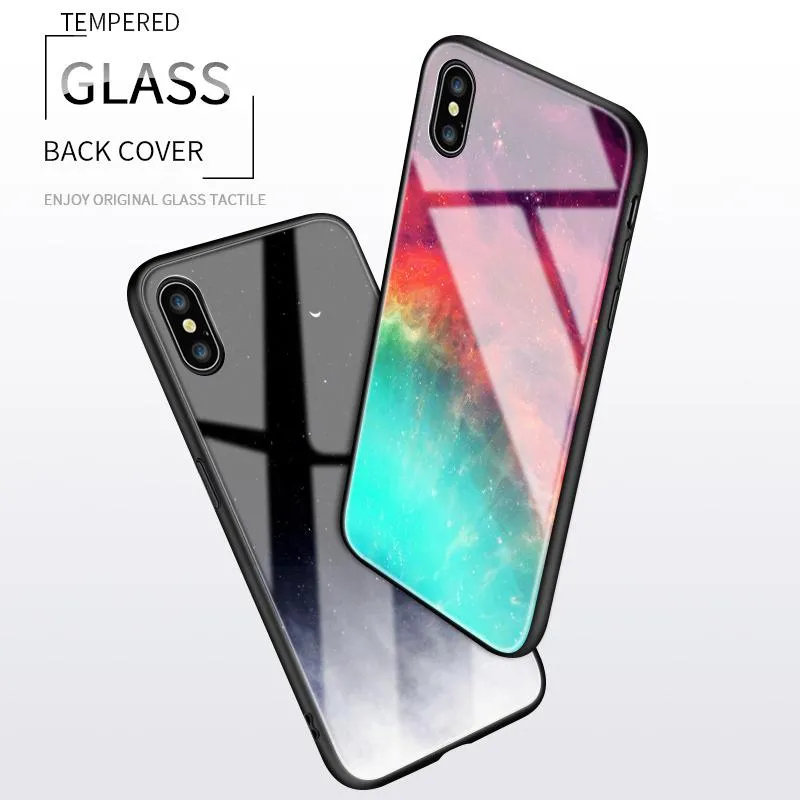 Hontinga For Realme XT Case Aurora Galaxy Space Sky Starry Gradient Casing  Phone Cases Shockproof Tempered Glass Back Cover