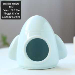 1 Pcs - Rumah Rocket Shape - Hideout Keramik / Tempat Tidur - Hewan Kecil / Hamster
