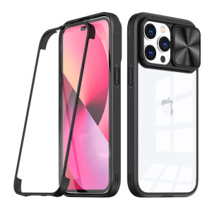 【SG Local Seller】3 IN 1 360° Full Body Protection Slide Camera Hinge Protective Cover Case HD acrylic+TPU+PC Slide Lens Protect Shockproof Case Cover For Apple iPhone14 iPhone 14 Plus 14Plus iPhone14 Pro Max iPhone14 Pro iPhone14Plus