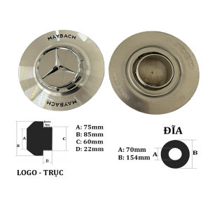 Logo chụp mâm ốp lazang bánh xe ô tô Maybach MB-002 chất liệu hợp kim nhôm và nhựa ABS cao cấp